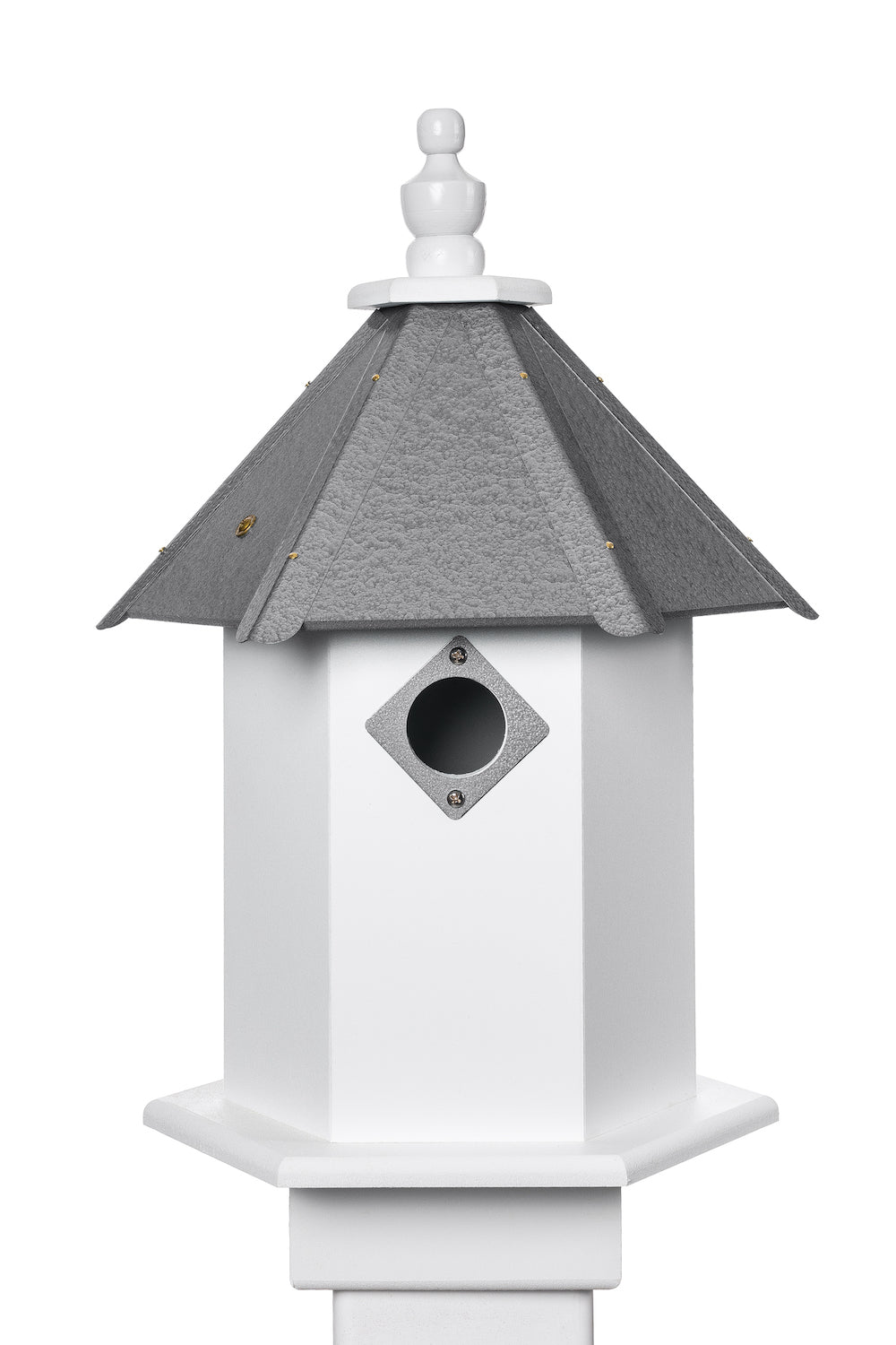 Gray songbird birdhouse