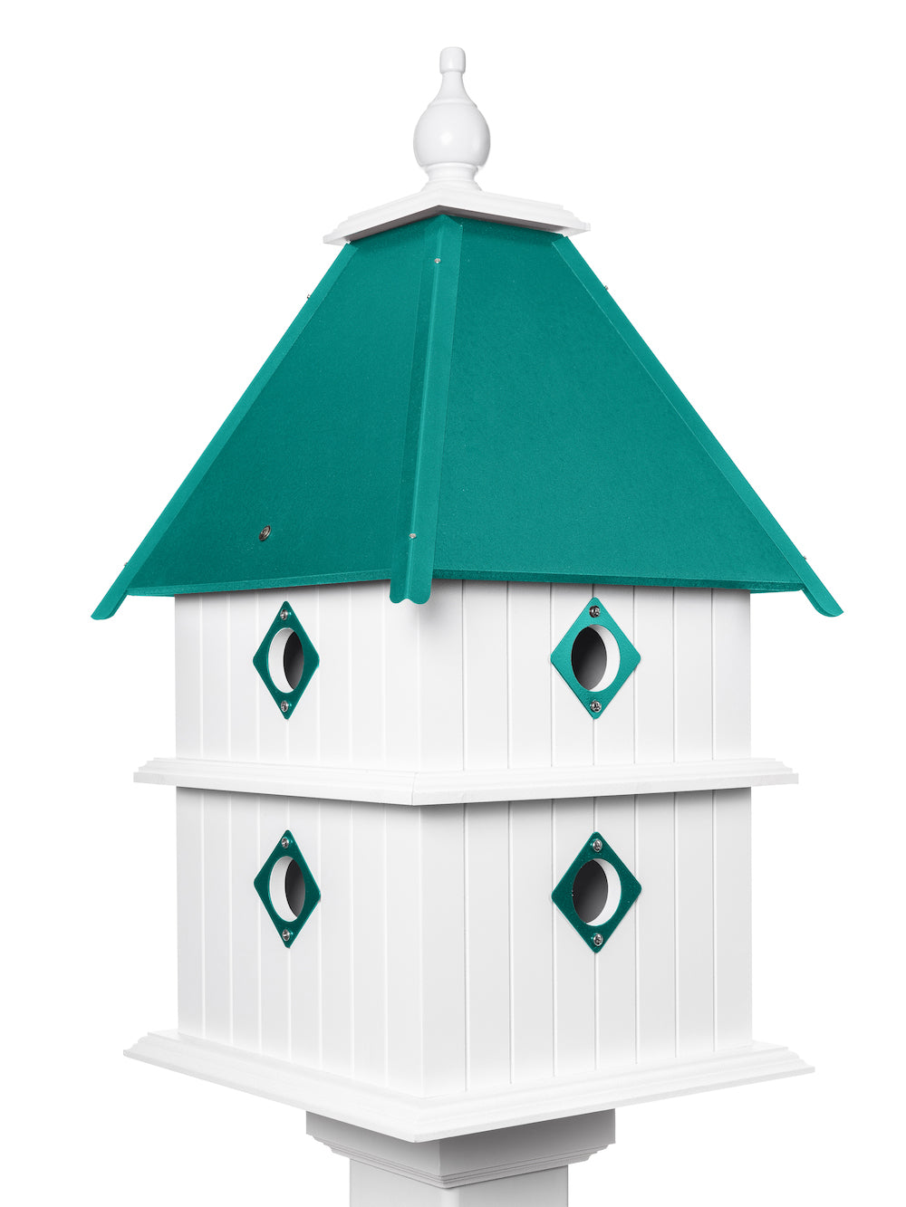 Beach glass plantation birdhouse with white background