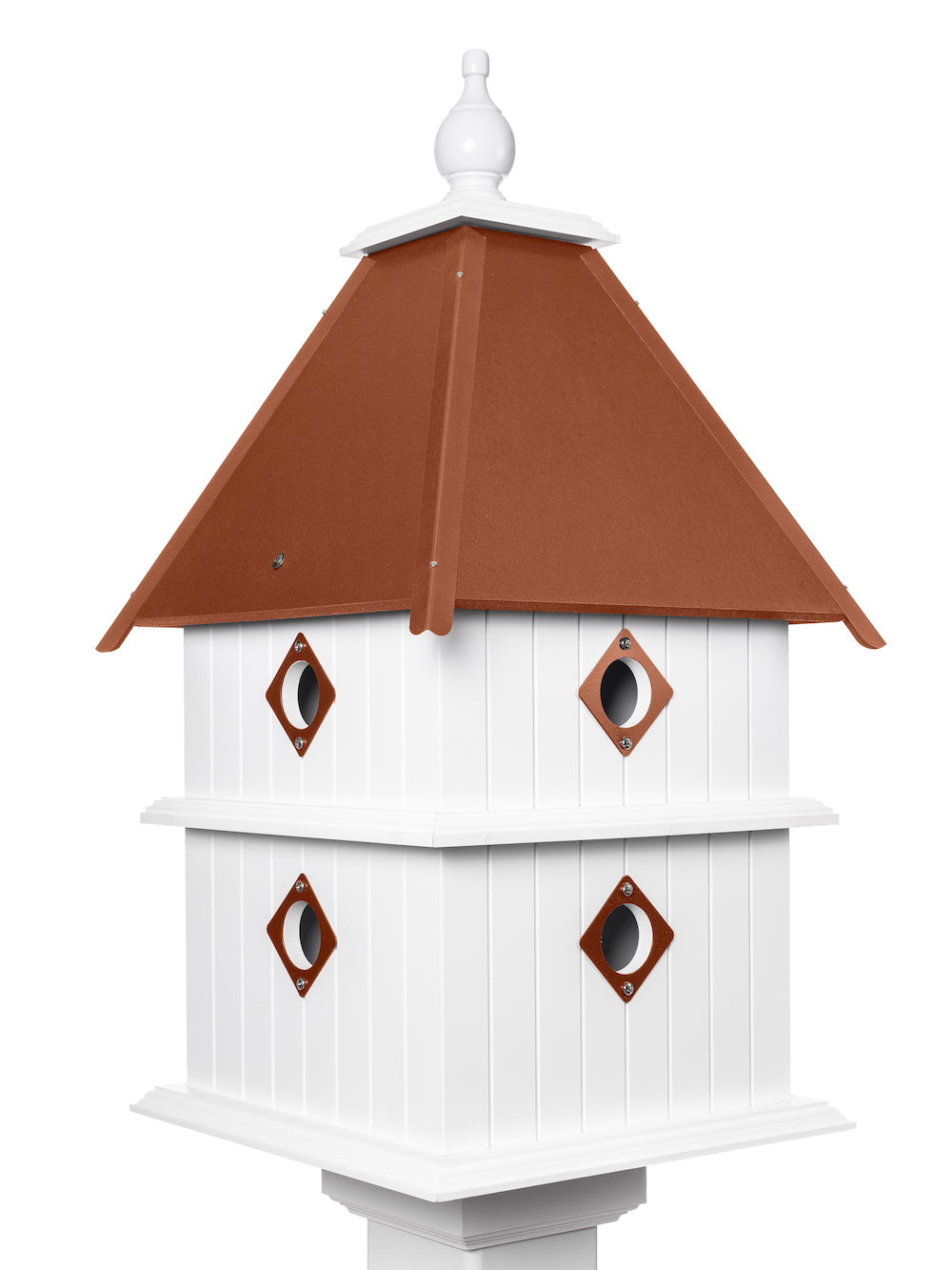 Hammer copper plantation birdhouse with white background