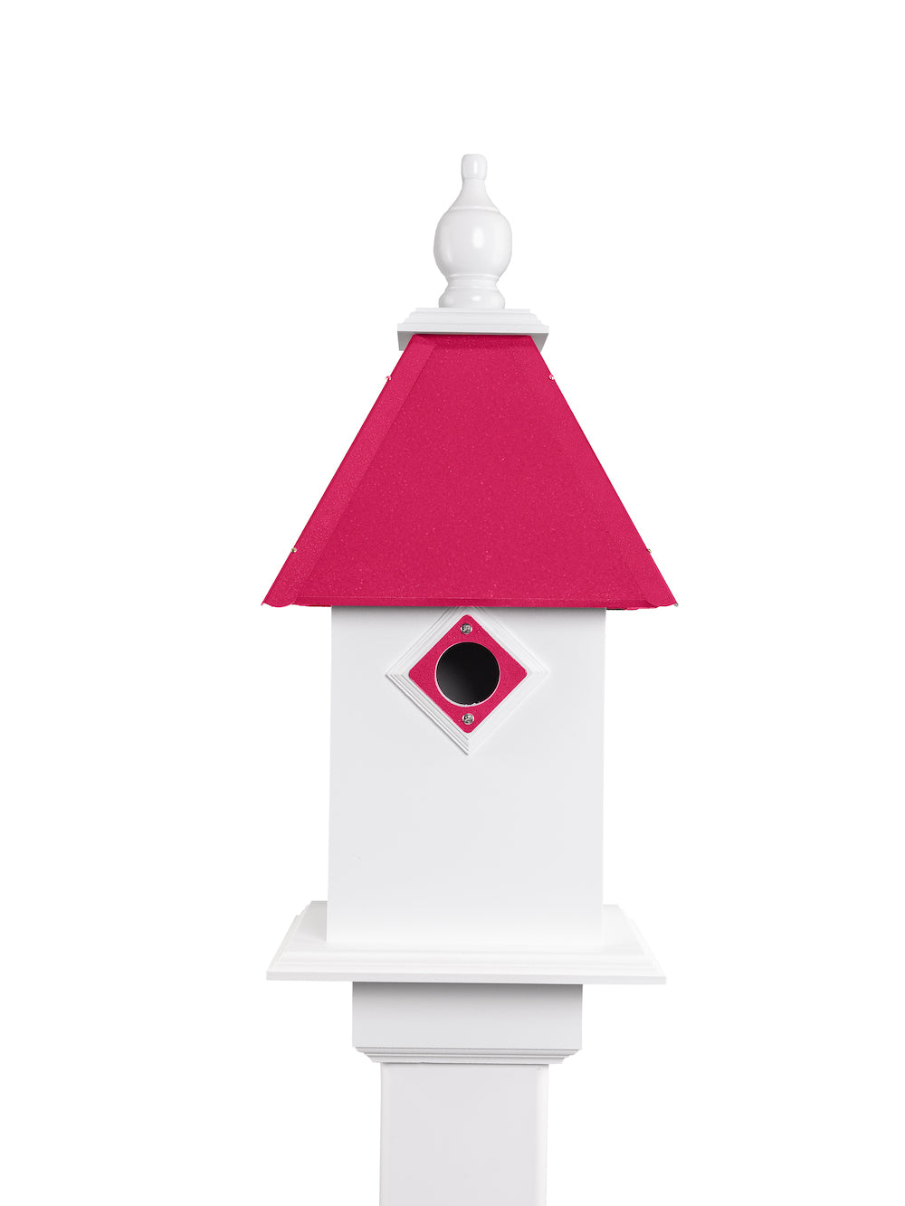 Pink classic bluebird house with white background